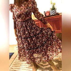 Zara midi floral long sleeves dress